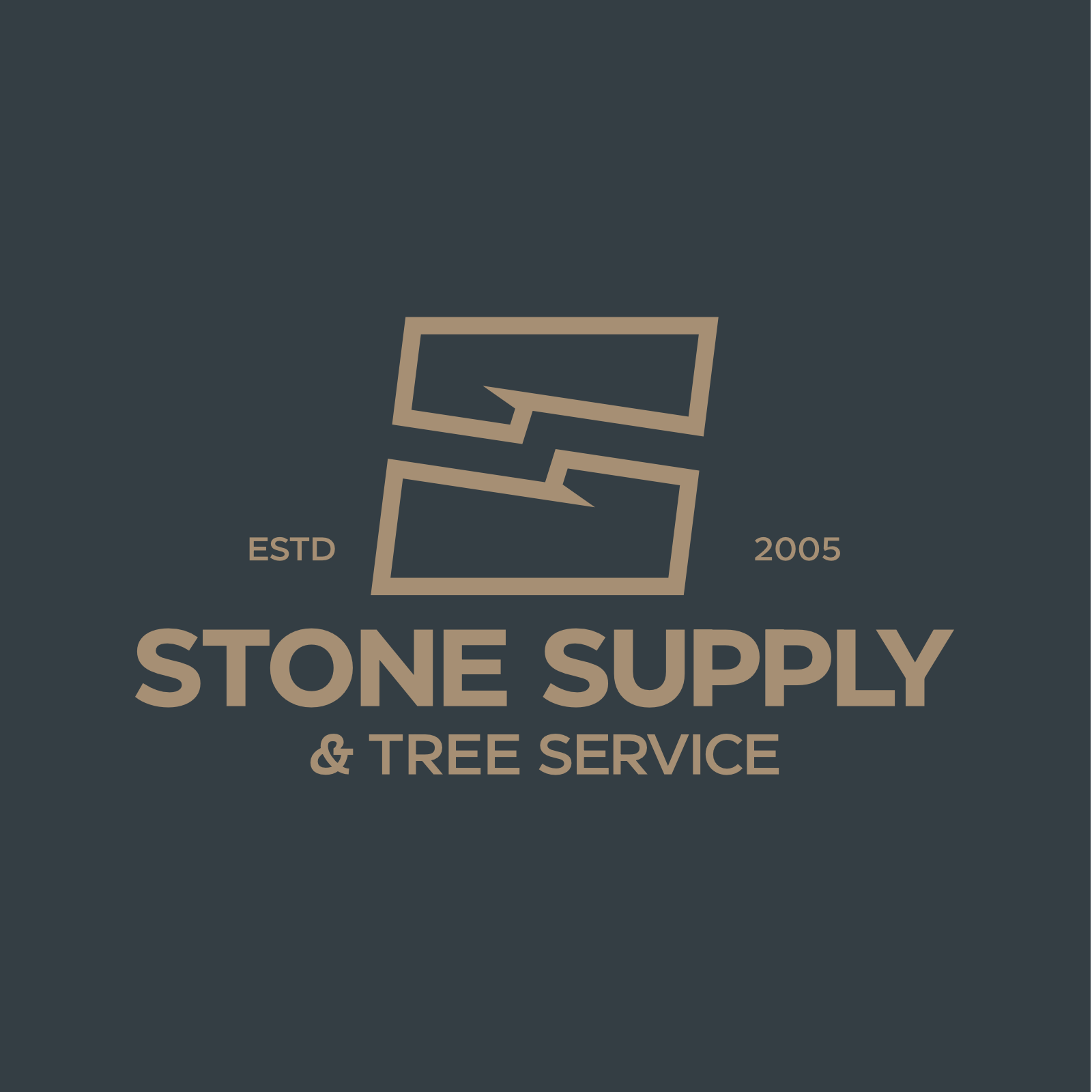 One of the variations of the NJC Stone Supply & Tree Service with logo mark and type logo